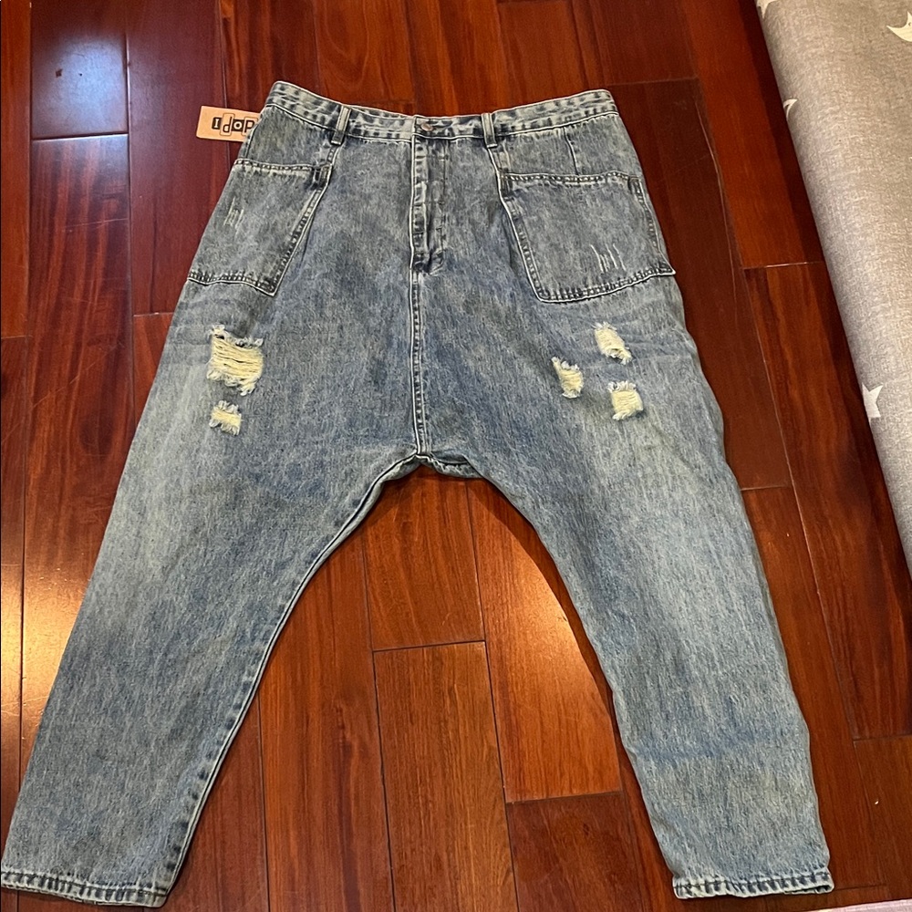 Dopp Relaxed Fit Distressed Blue Jeans 2XL New